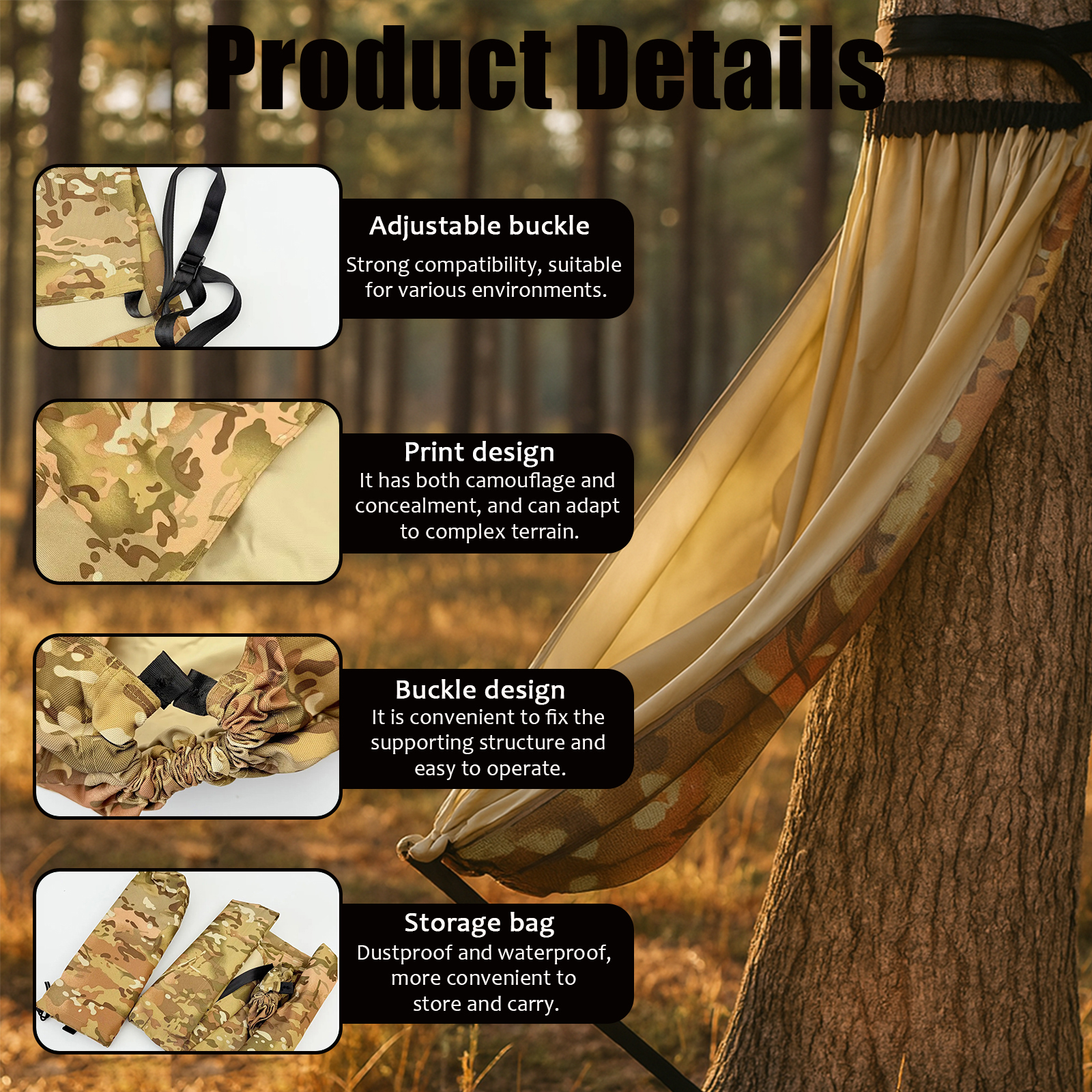 Hunting And Fishing Outdoor Chairs - Outdoor Camping Single Person Camouflage Hammock